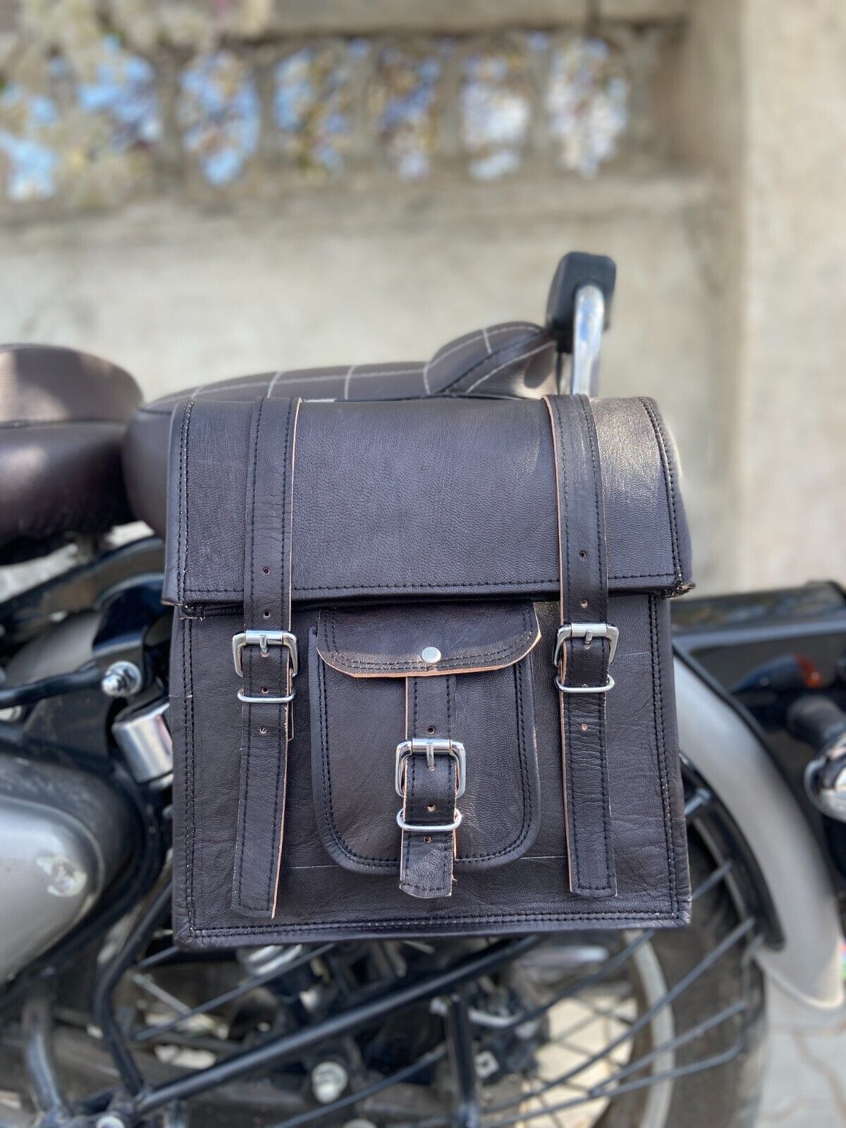 Real Vintage Leather Black Saddlebag