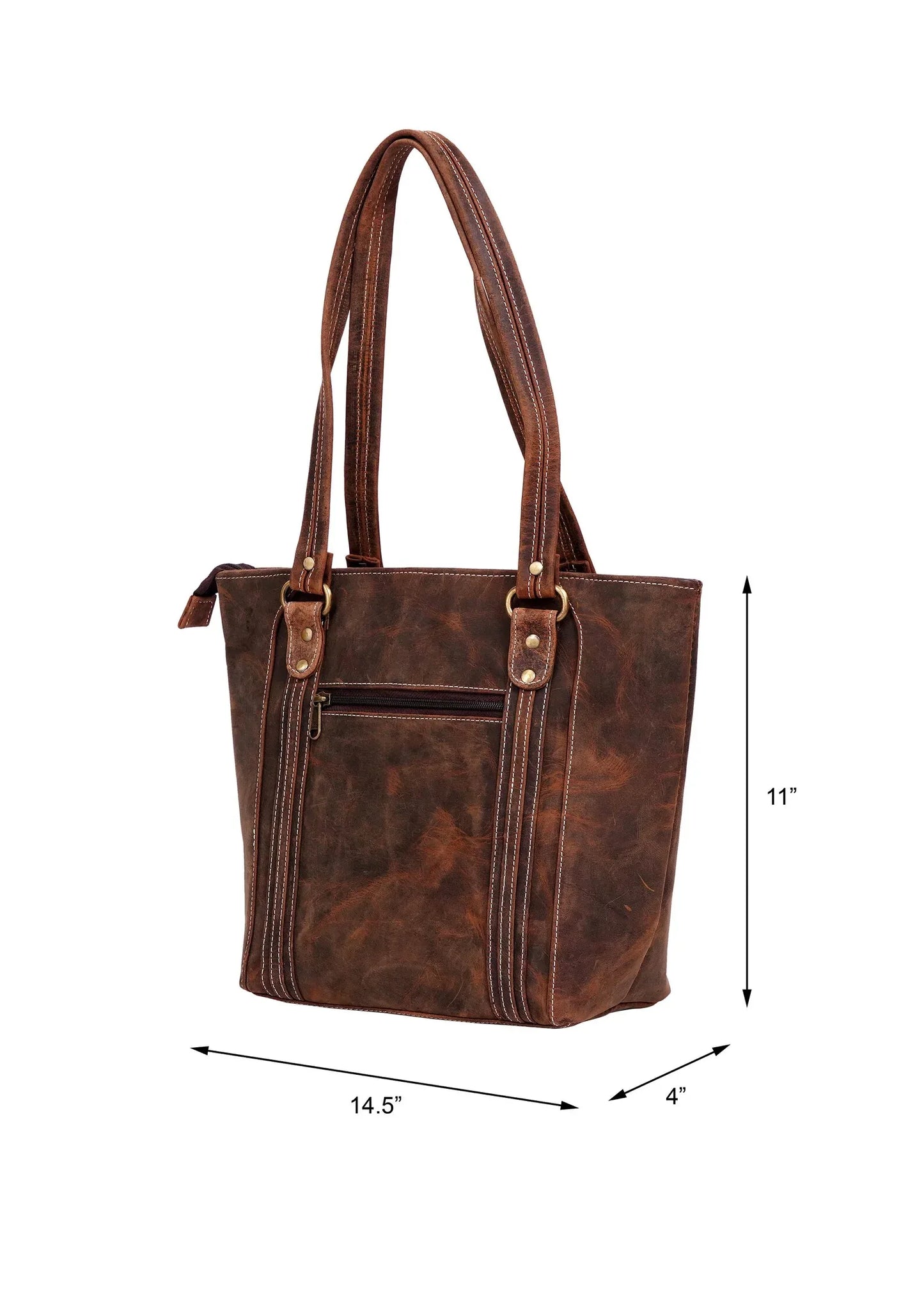 leather tote bag with zipper