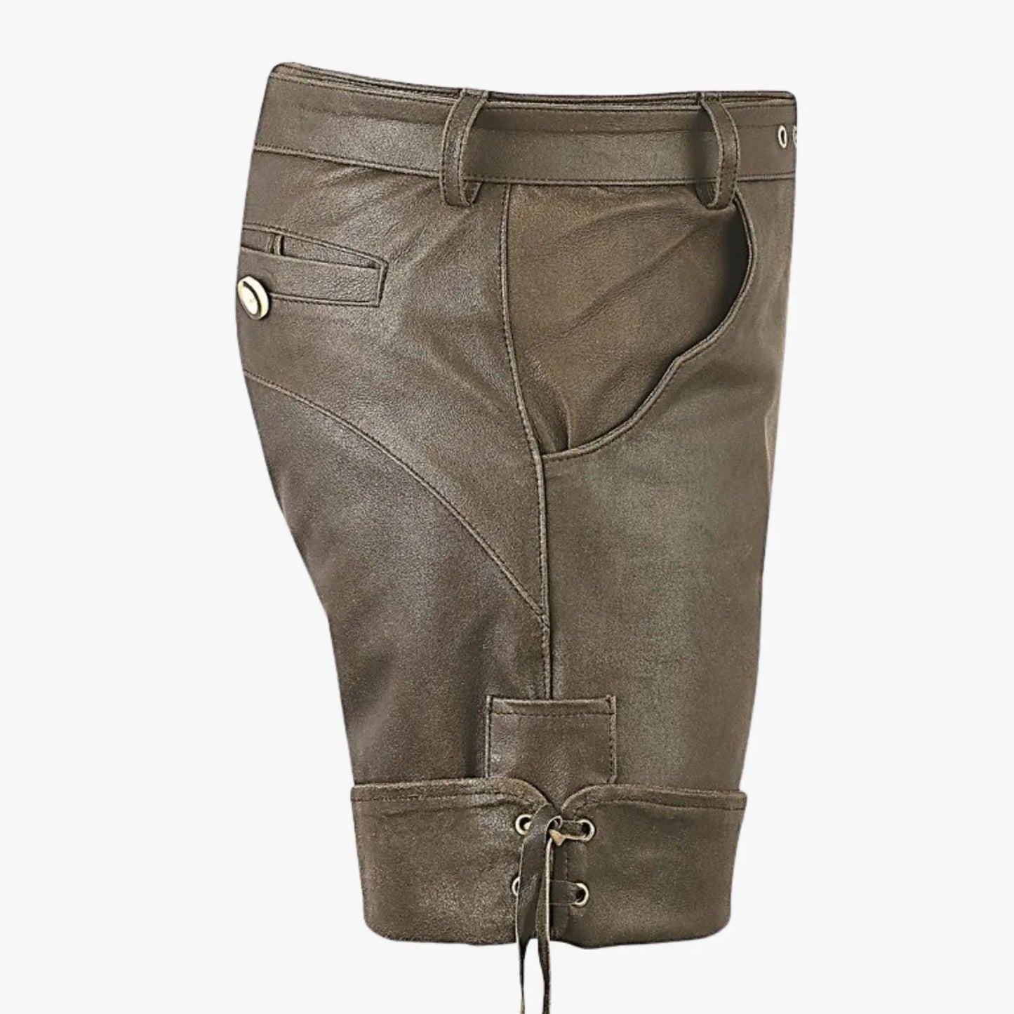 Men Real Leather Biker Cargo Shorts