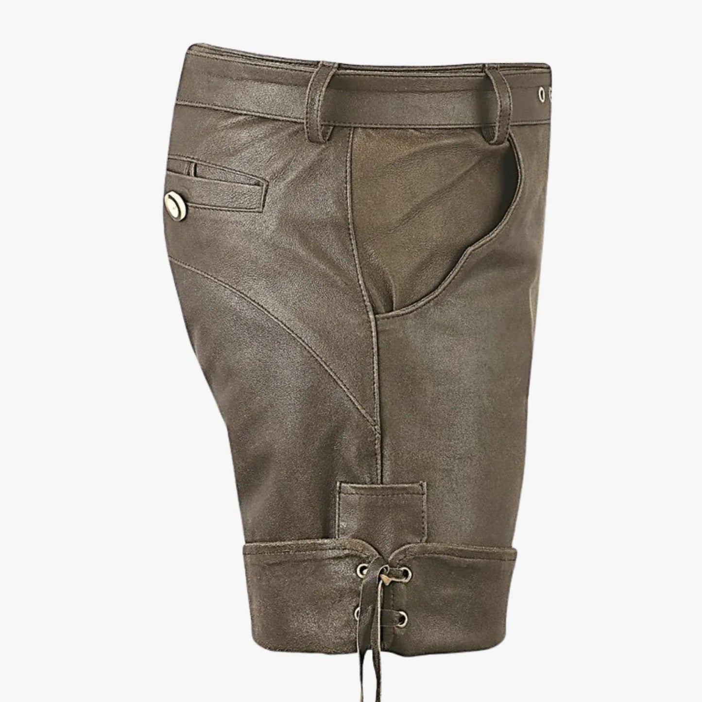 Men Real Leather Biker Cargo Shorts