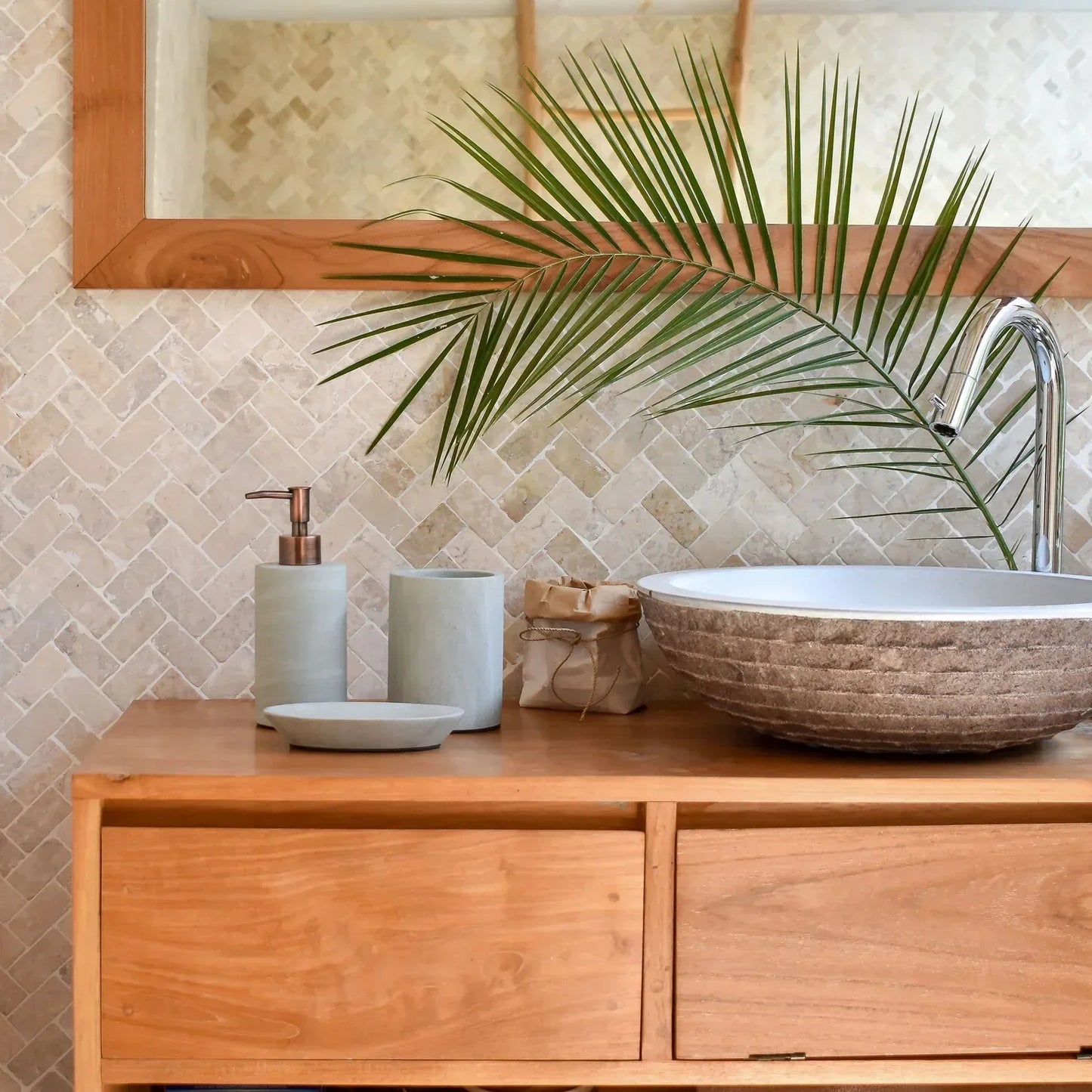 Zeolite stone bathroom accessories set Bronze