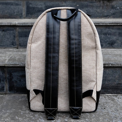 Real Leather And Jute Backpack