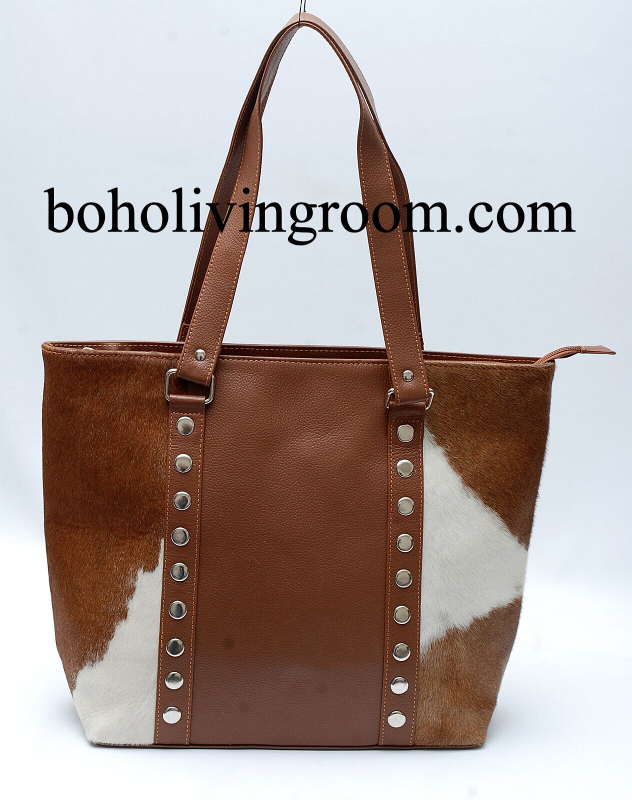 Brown White Cowhide Shoulder Purse