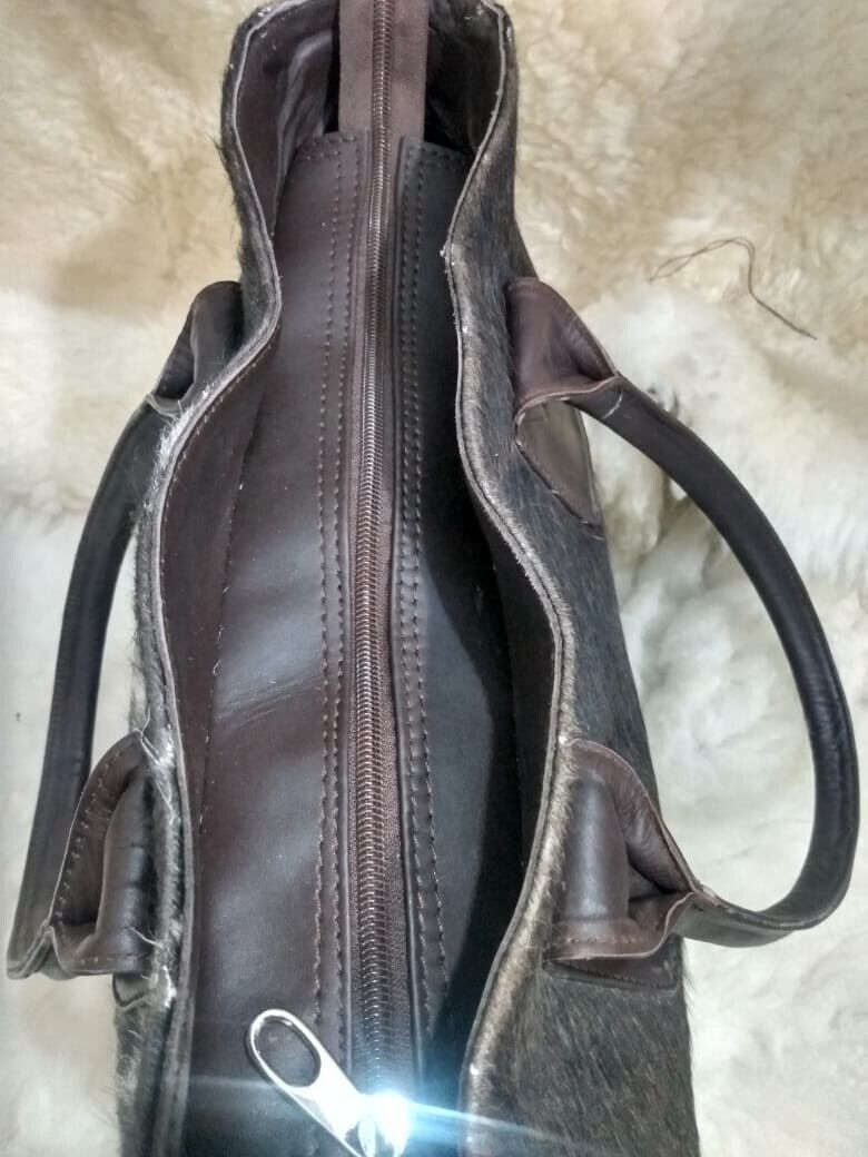 Black White Hair On Hide Purse