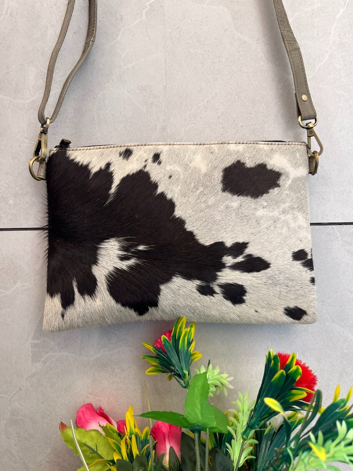 Real Genuine Cowhide Crossbody Bag