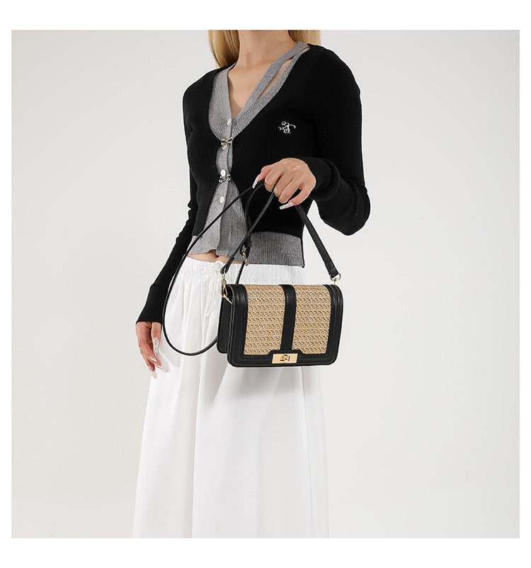 Small Woven Straw Crossbody Bag Summer Beach Purse