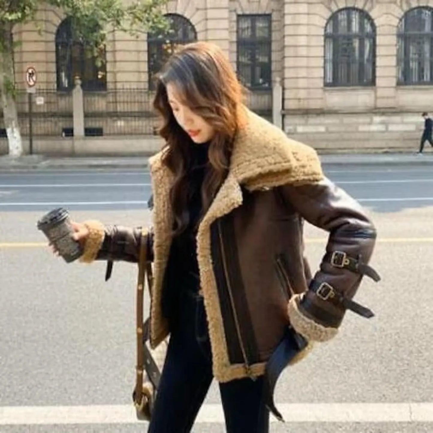 Women's Lambskin Leather Aviator Bomber Jacket