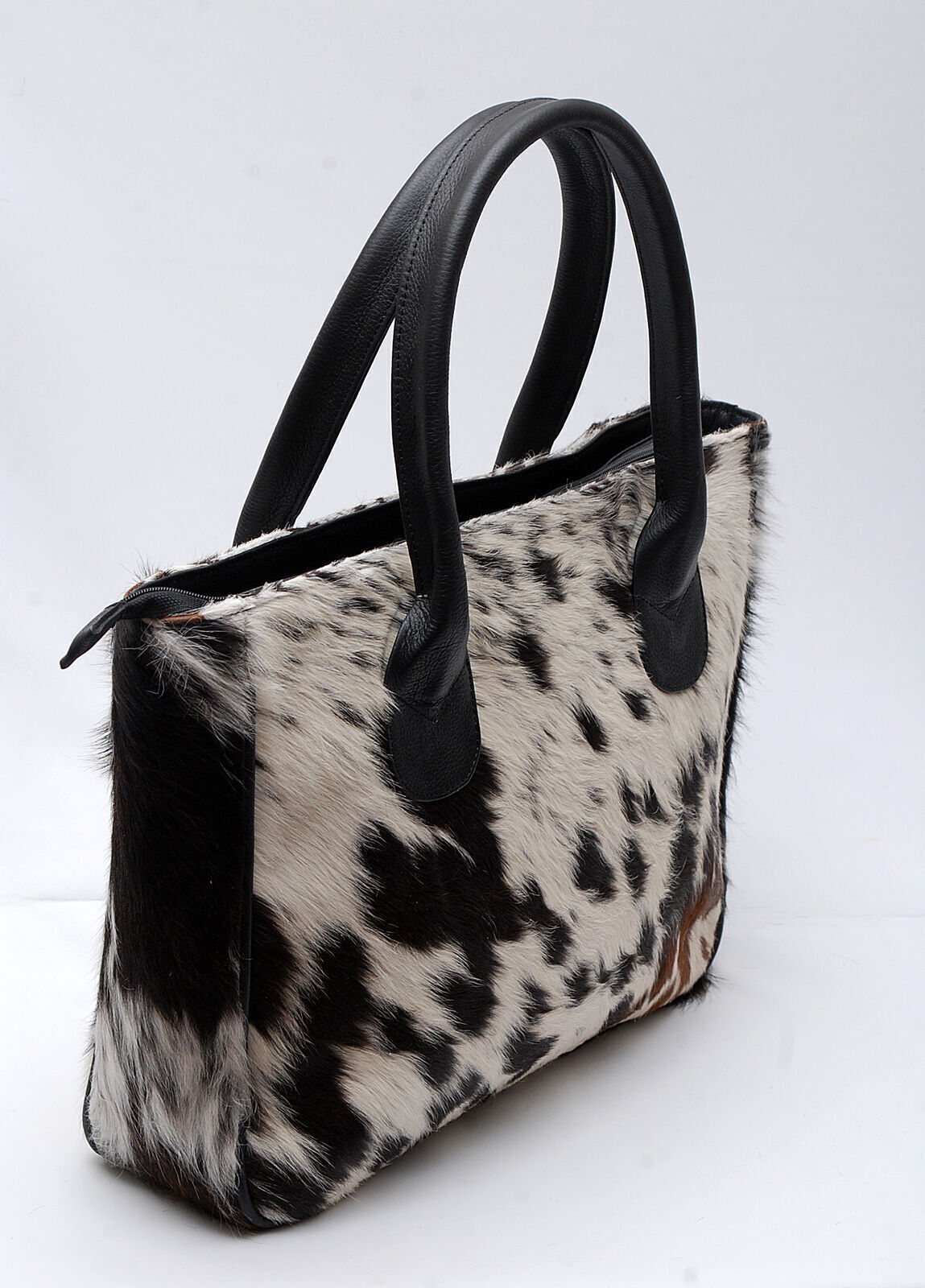 Black White Cow Skin Fur Shoulder Purse