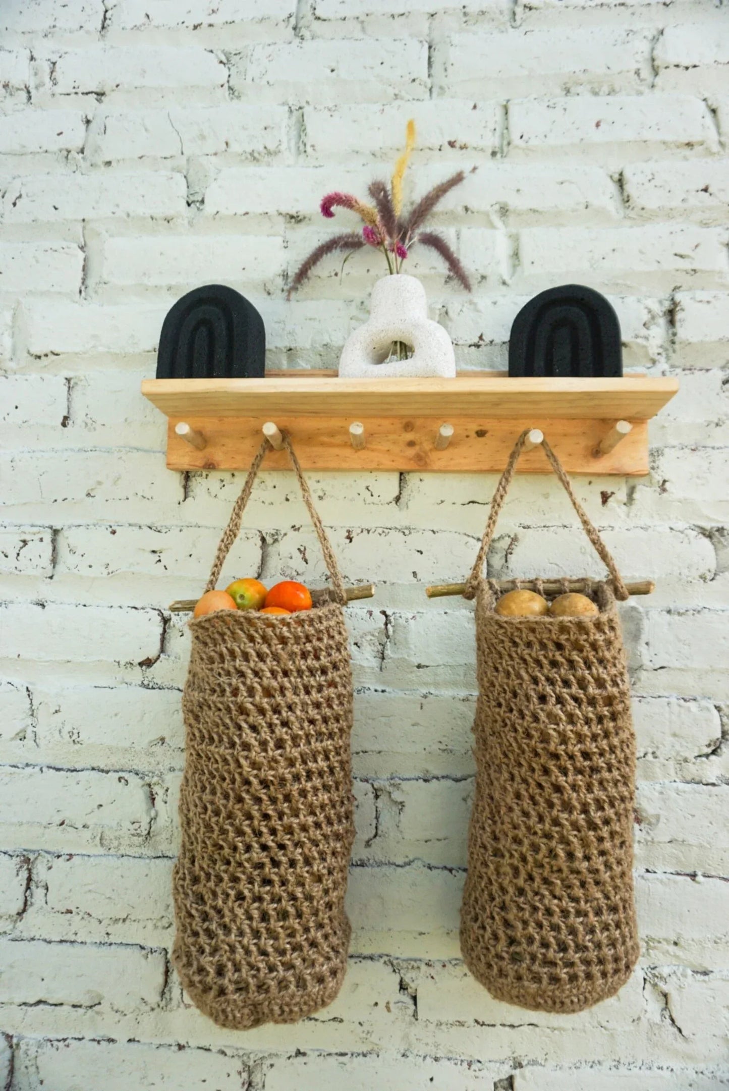 jute kitchen hanging fruit vegetable basket