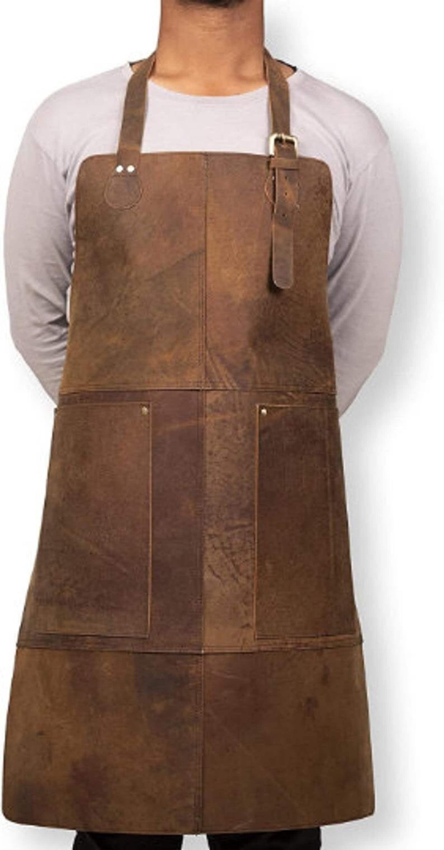 Real Leather Apron With Pockets for Hobbyists, Chefs, Butchers & Woodworkers