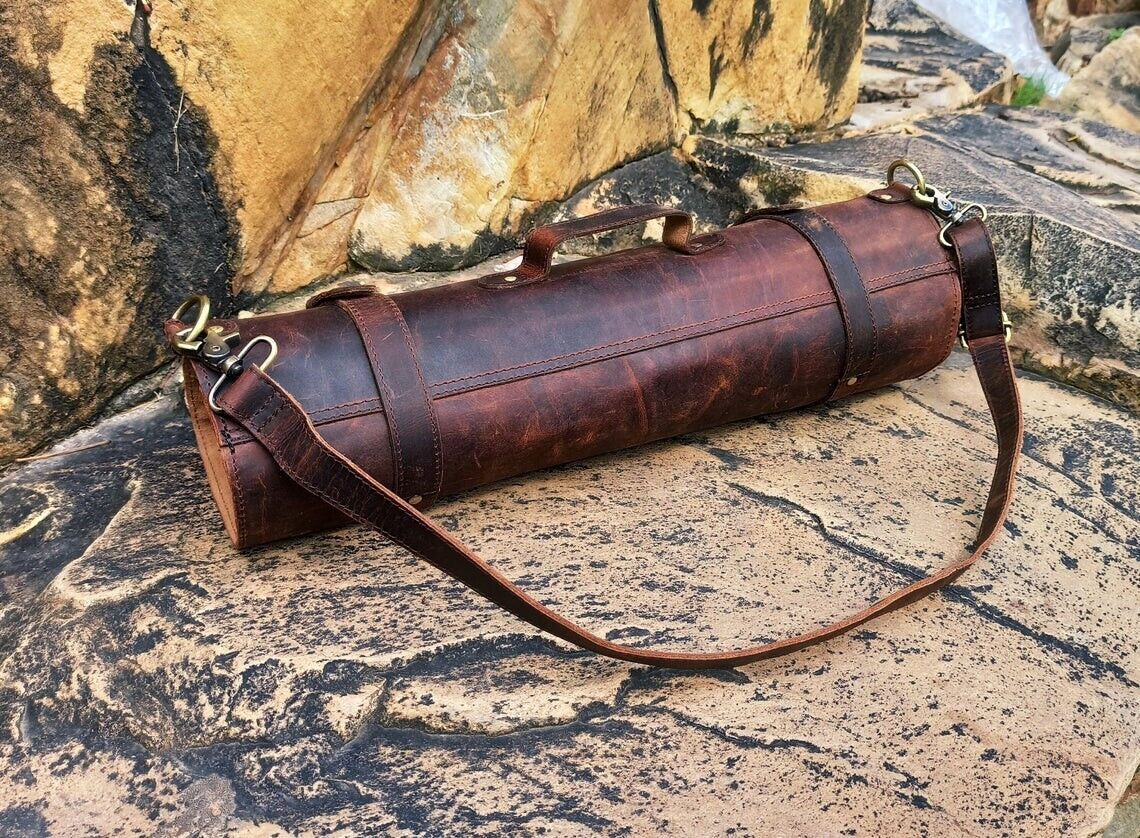 Travel Friendly Leather Storage Knife Roll