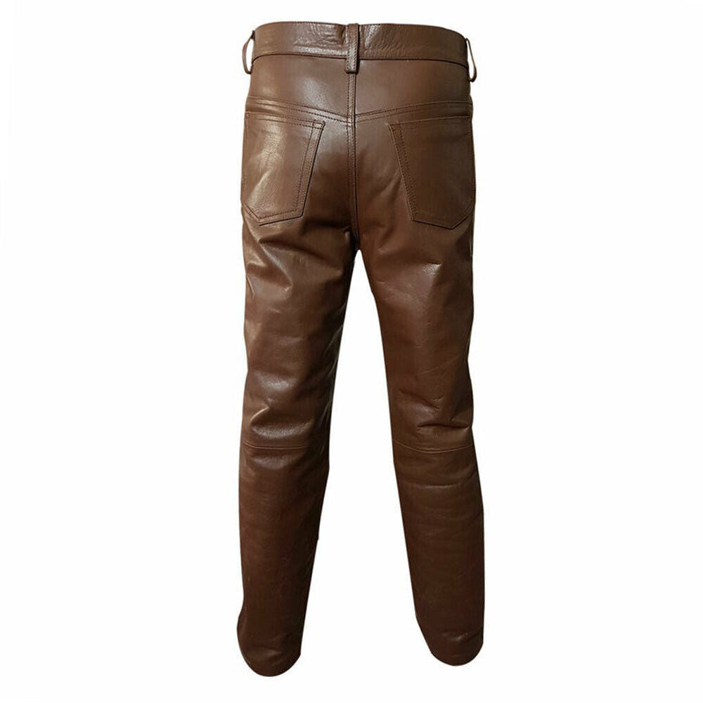 Real Leather Brown Pants