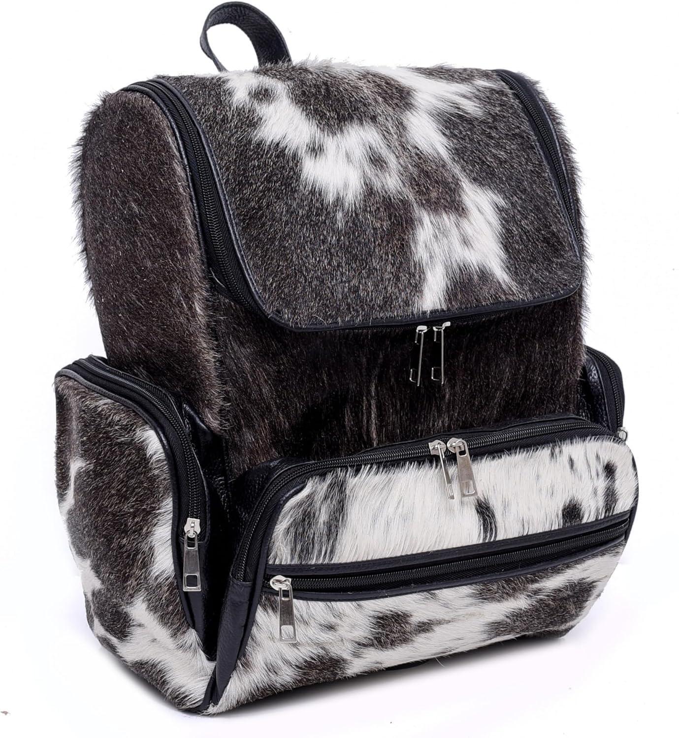 Cowhide Backpack Rucksack Purse with Laptop Compartment