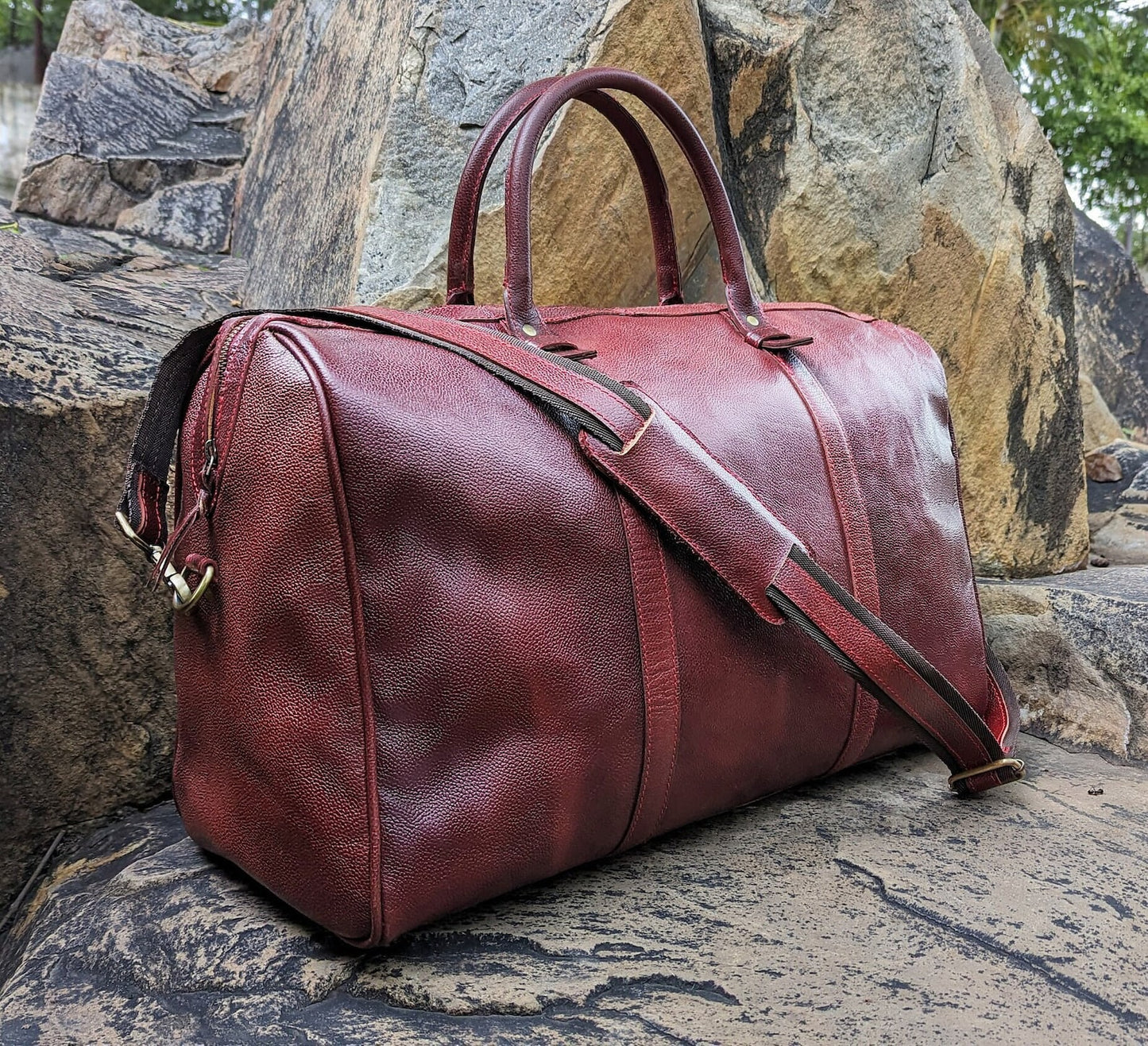 Leather Overnight Travel Duffle Bag for Men