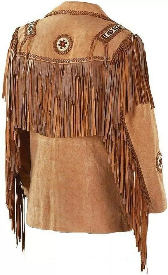 Men's Cowboy Jacket Suede Fringe Beads