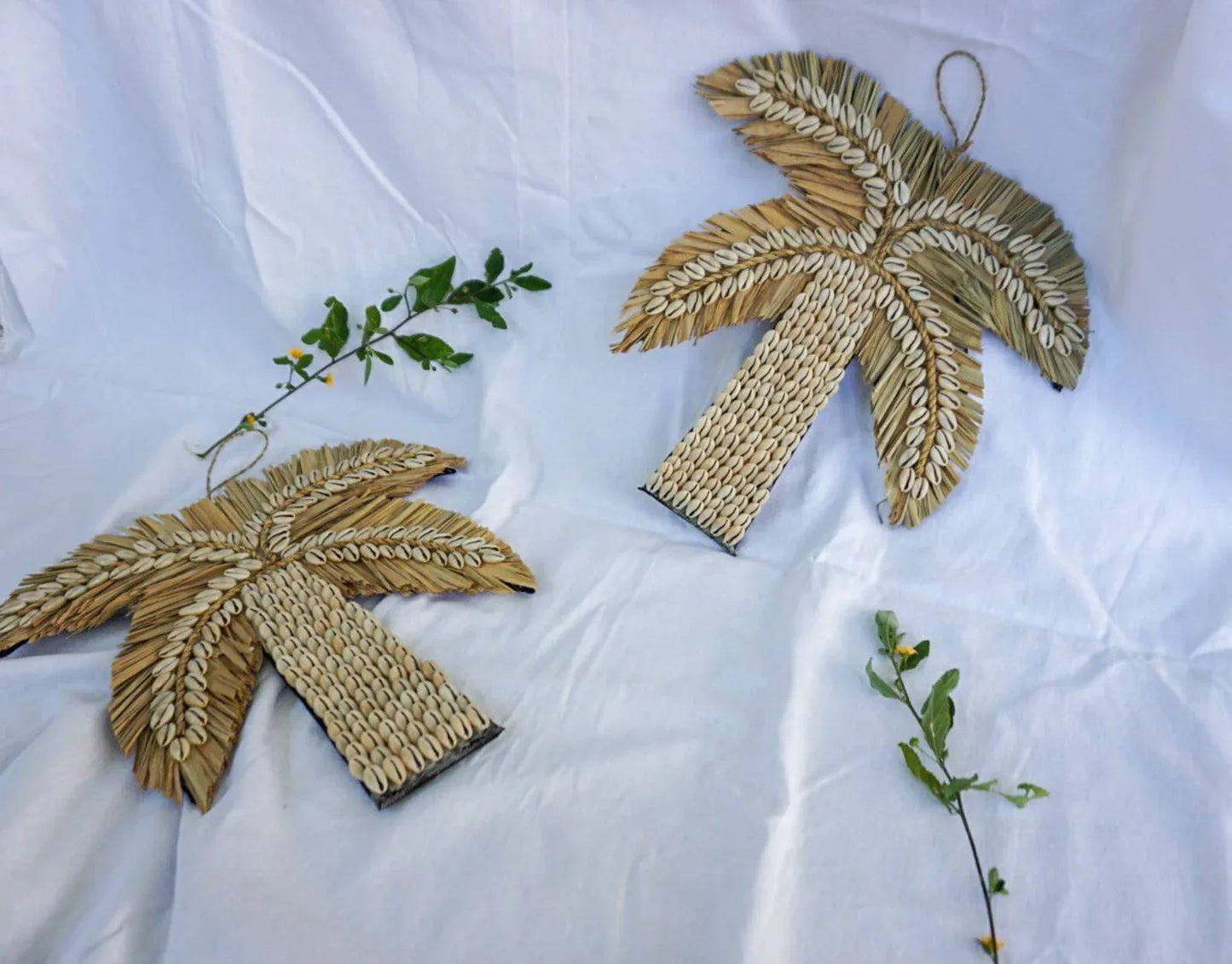 Cowrie shells wall palm tree wall hanging decor