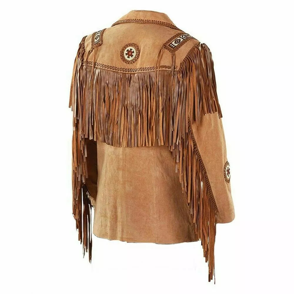 Native Western Cowboy Jacket With Fringe