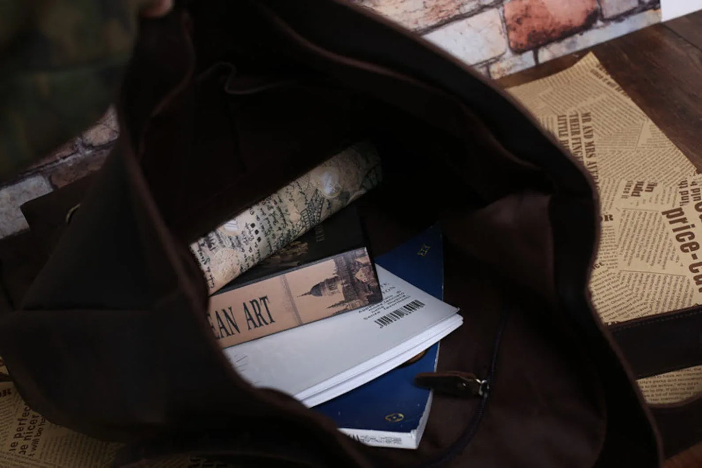 Full Grain Leather Roll Up Backpack