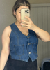 Women Casual Denim Vest With Pockets