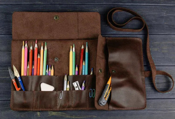 Genuine Leather Custom Stationary Case Roll