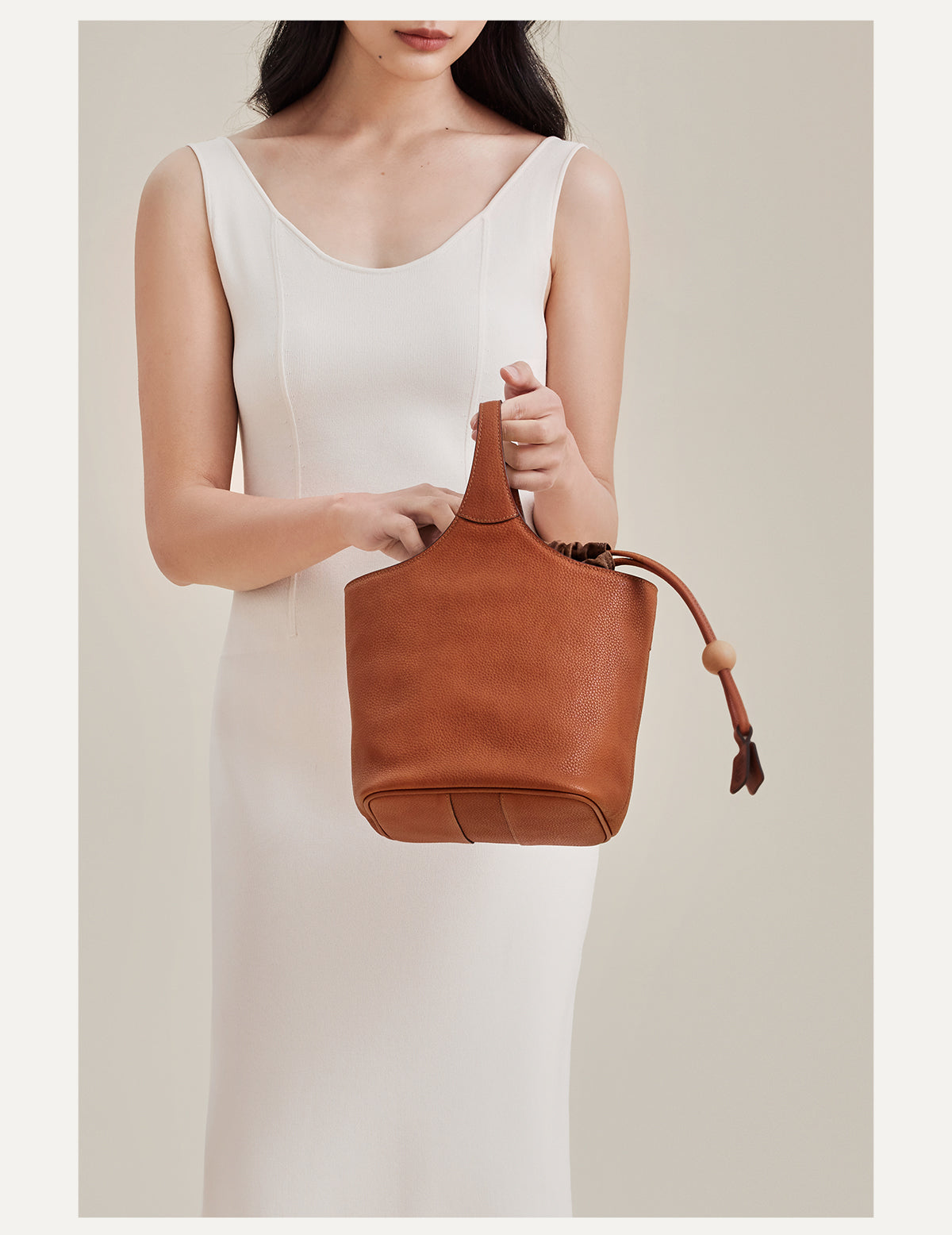 Women’s Genuine Leather Bucket Handbag Purse