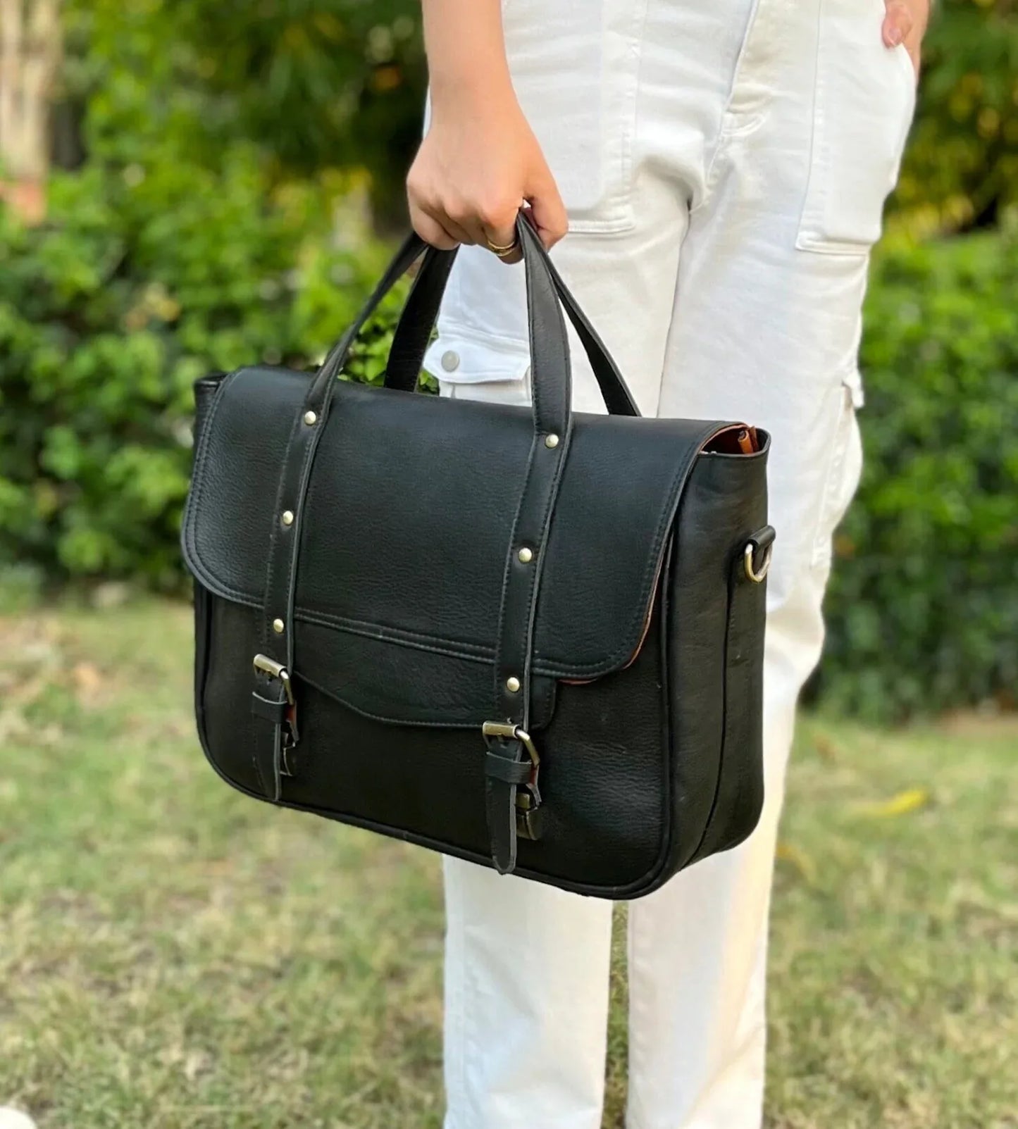 Mens Leather Messenger Crossbody Bag