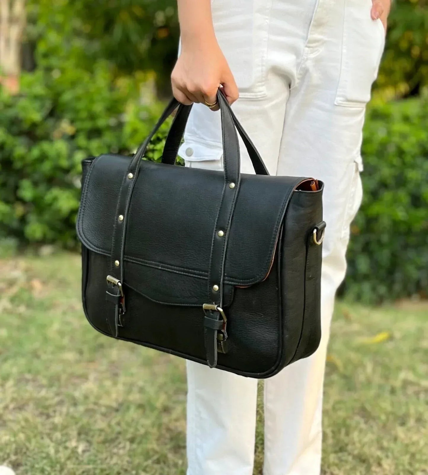 Mens Leather Messenger Crossbody Bag