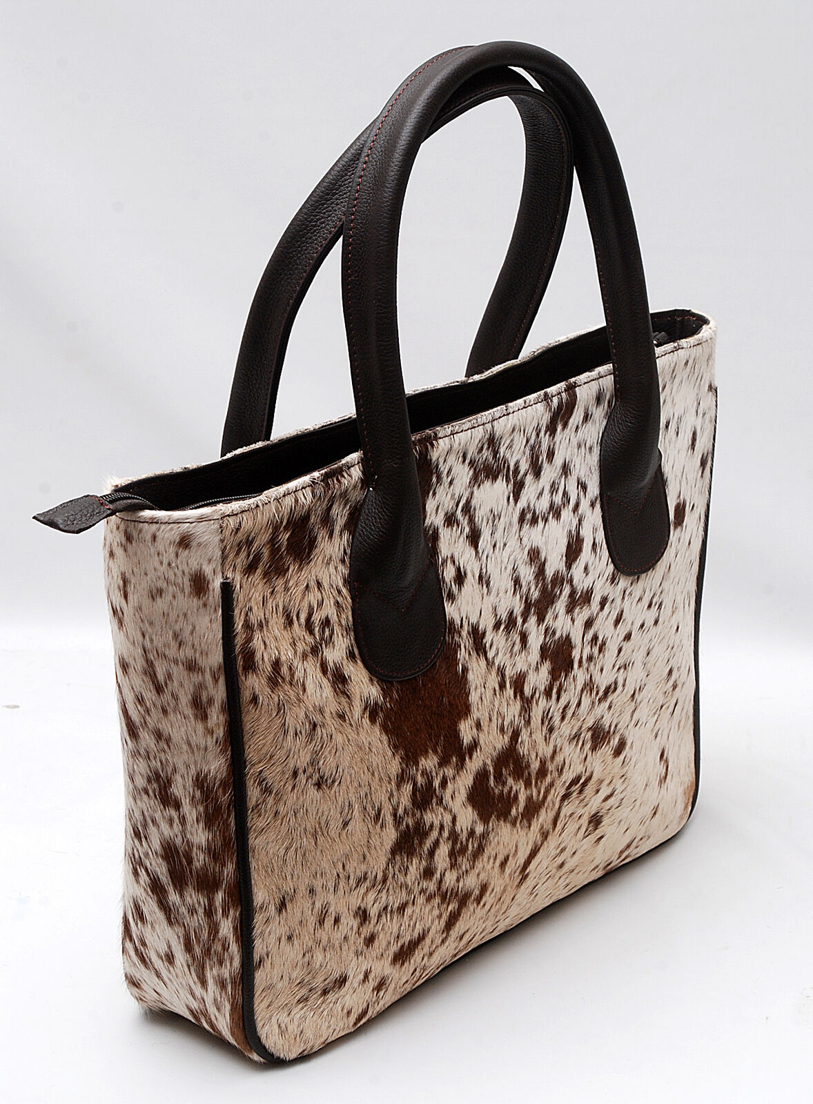 Large Tricolor Cowhide Fur Shoulder Purse