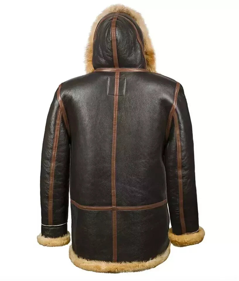 Leather Shearling Fur Coat Jacket