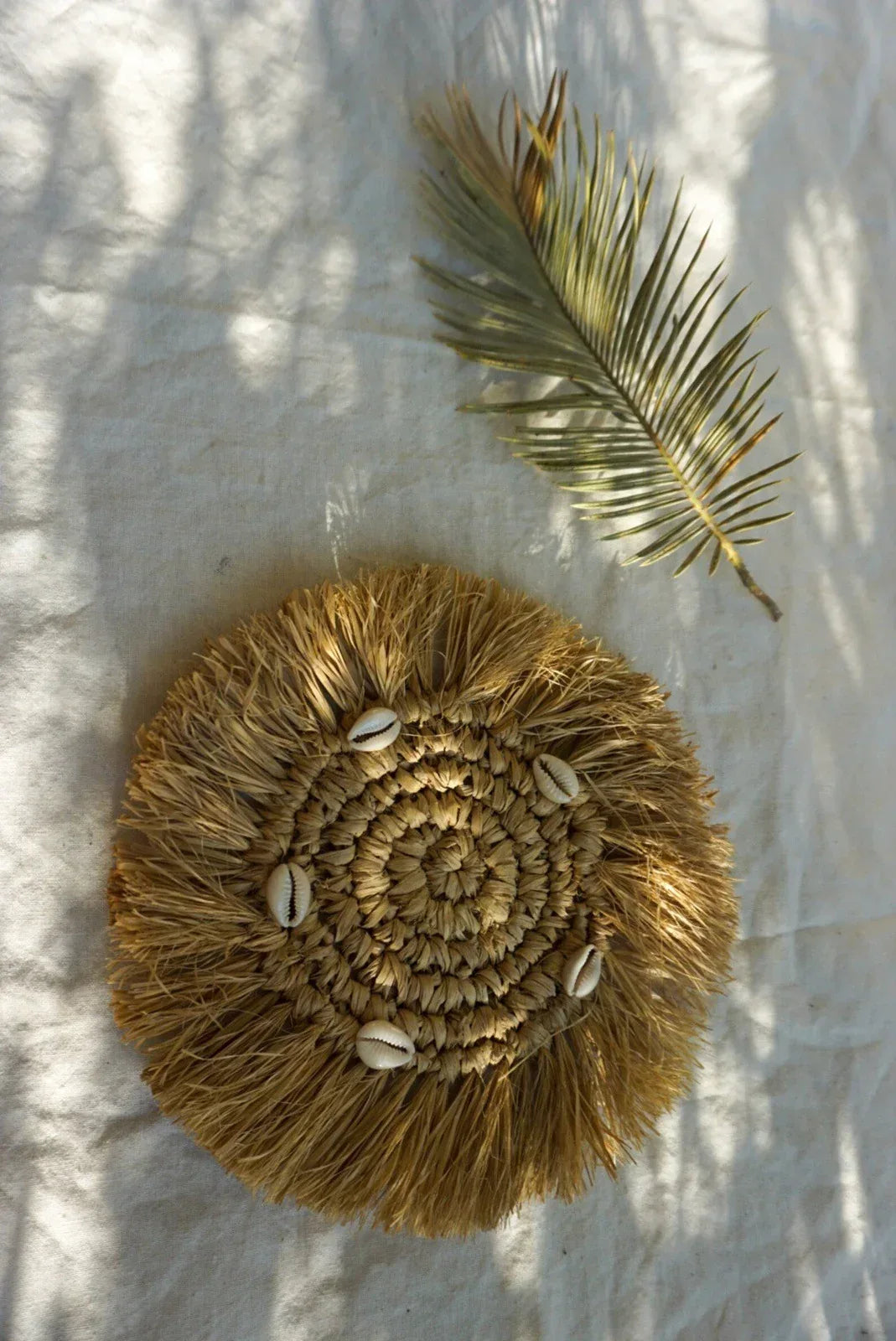Handmade raffia wicker shell coaster