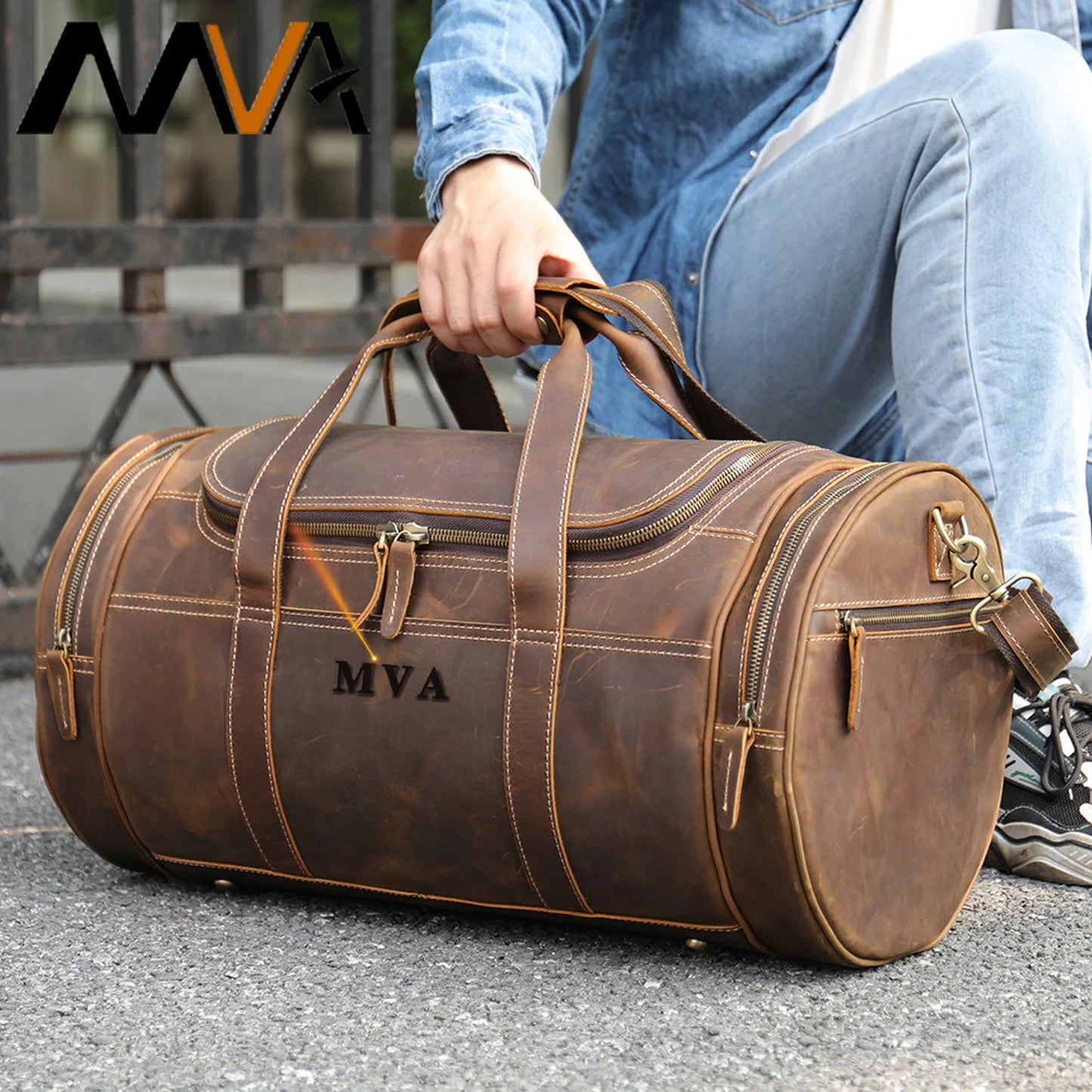 Leather Travel Duffle Bag Weekender