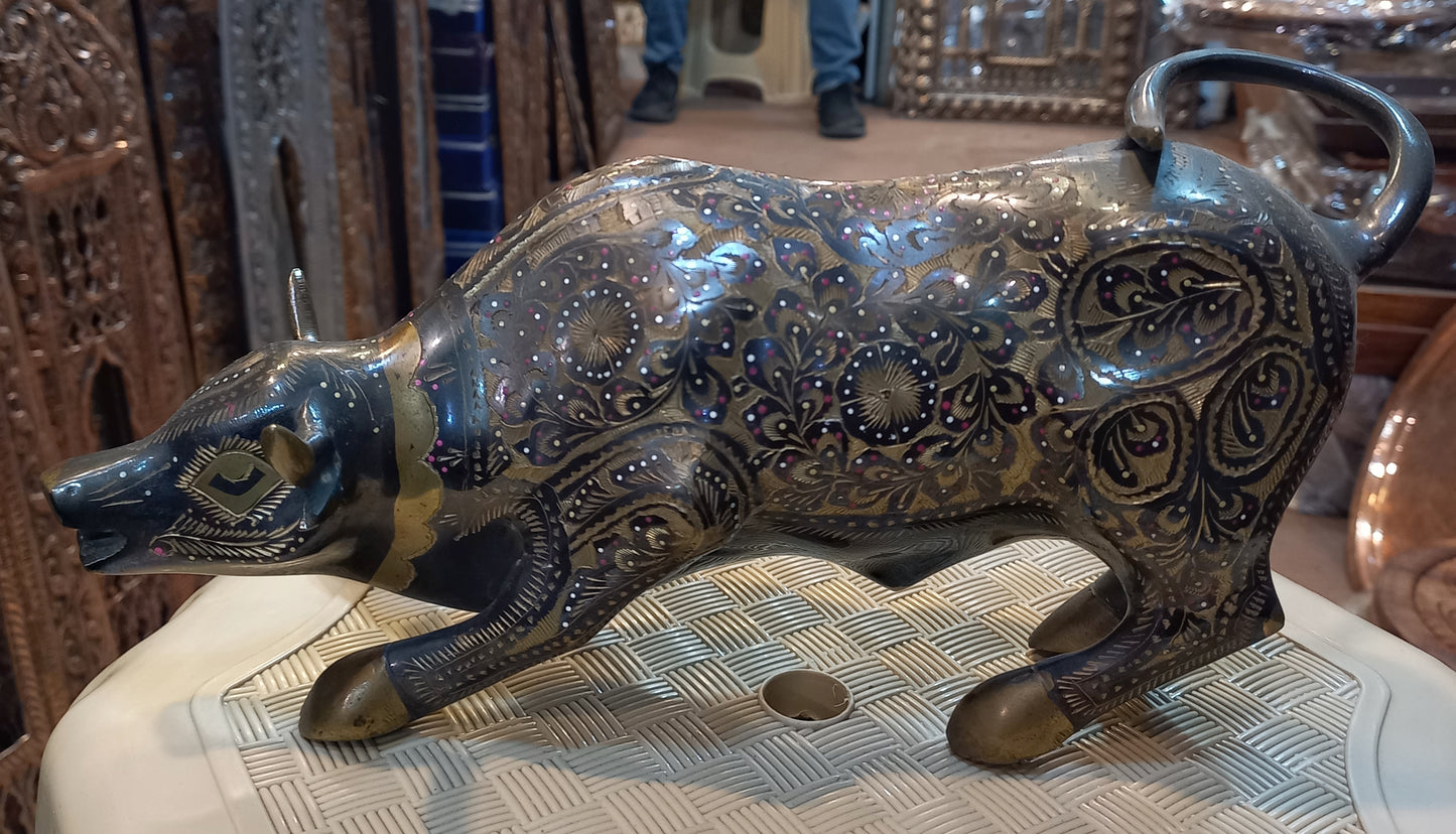 Brass Bull Statue Wall Street Inspired Antique Decor