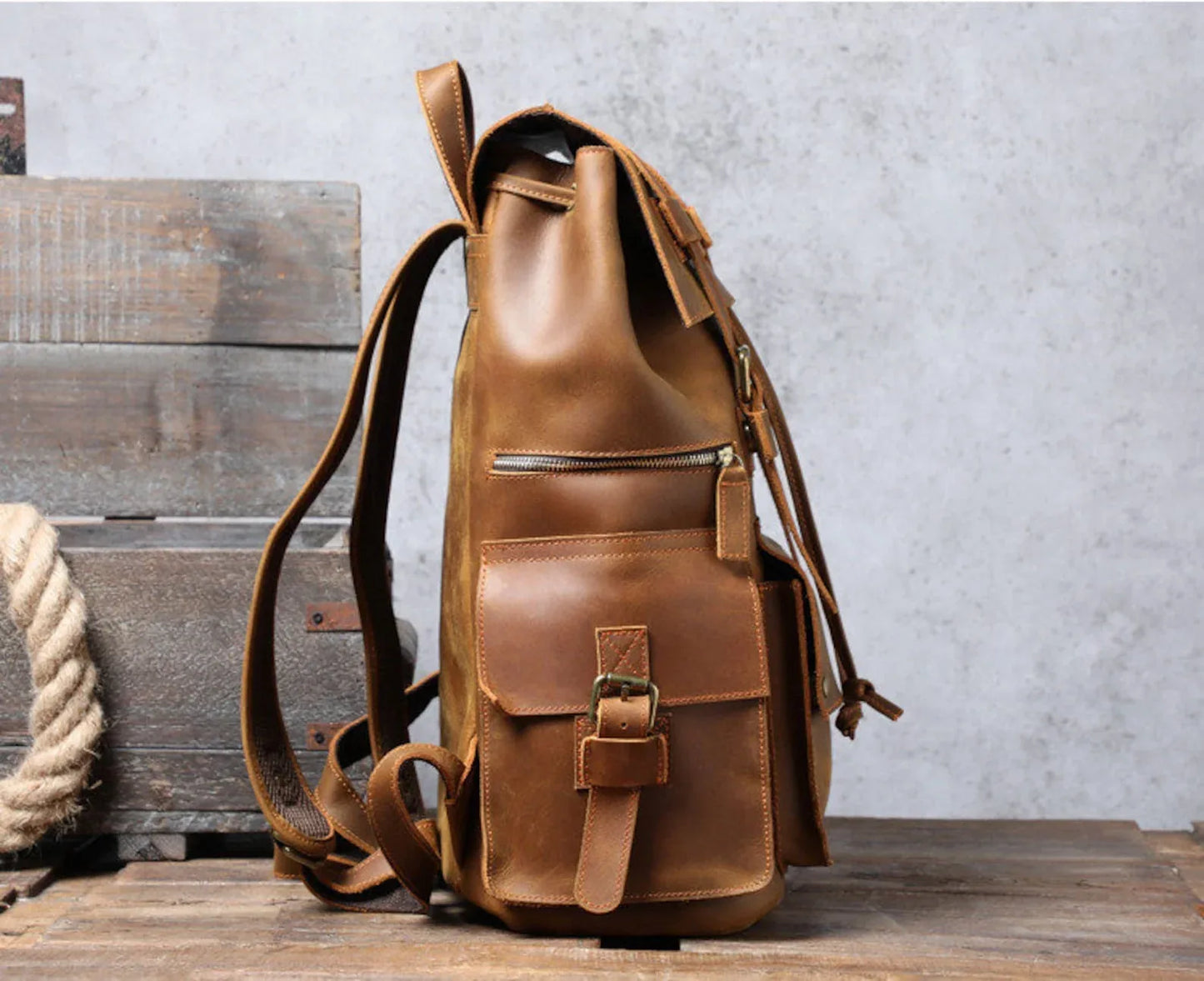 Handmade Full Grain Leather Backpack
