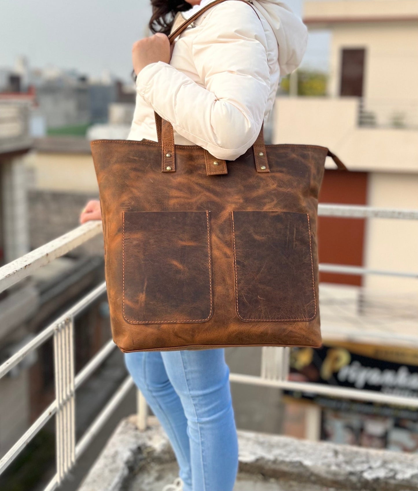 women's leather tote bags