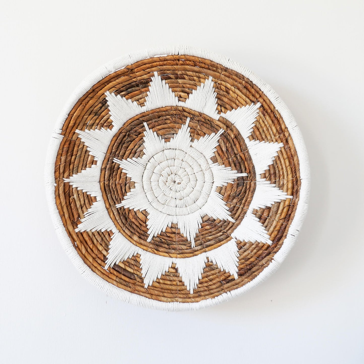 banana bark and macrame wall decor plates
