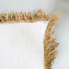 Organic white cotton fringed pillow cover