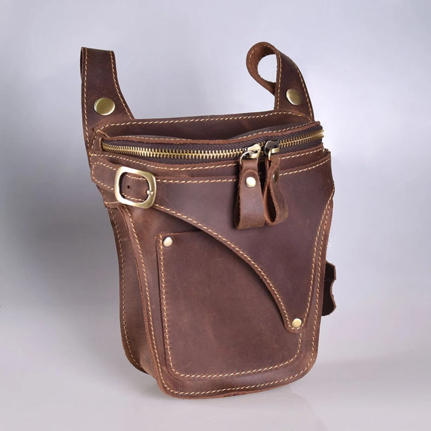 Genuine Leather Waist Belt Bag for Men Pouch