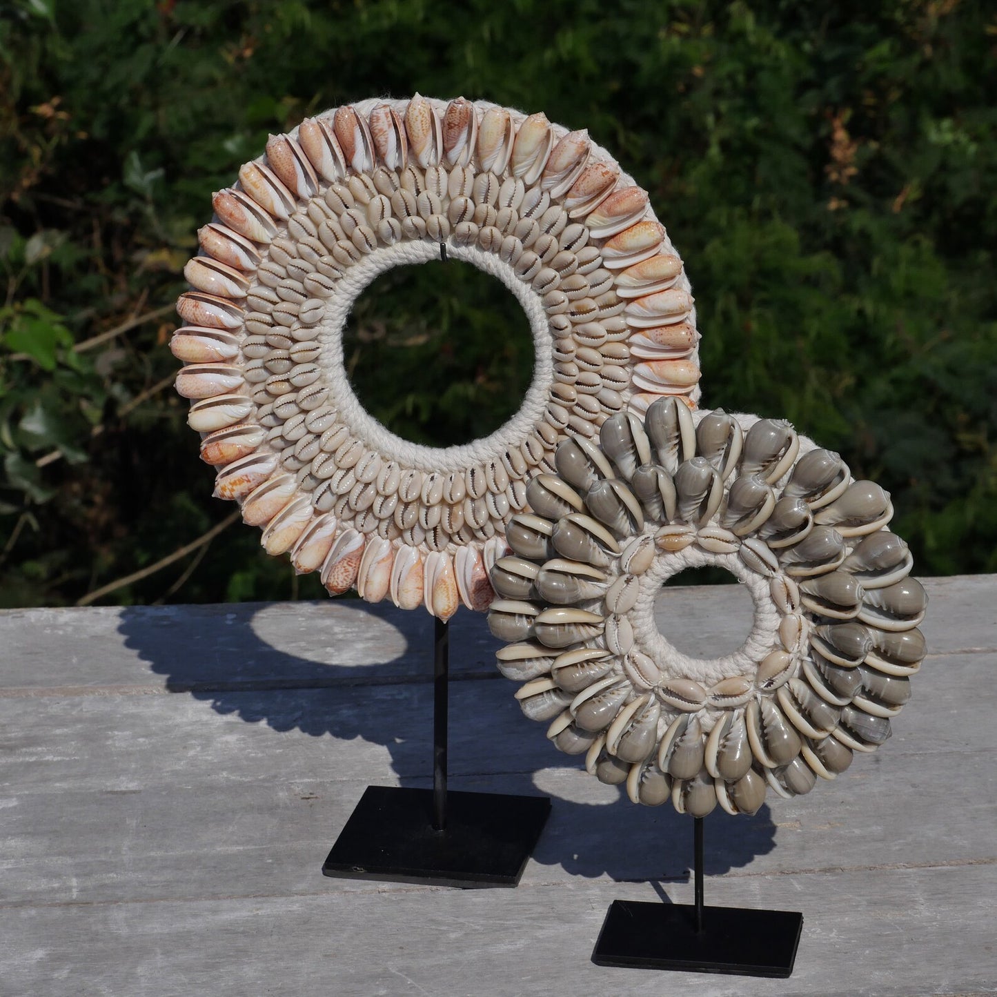 Set of two pink sea shells papua necklaces