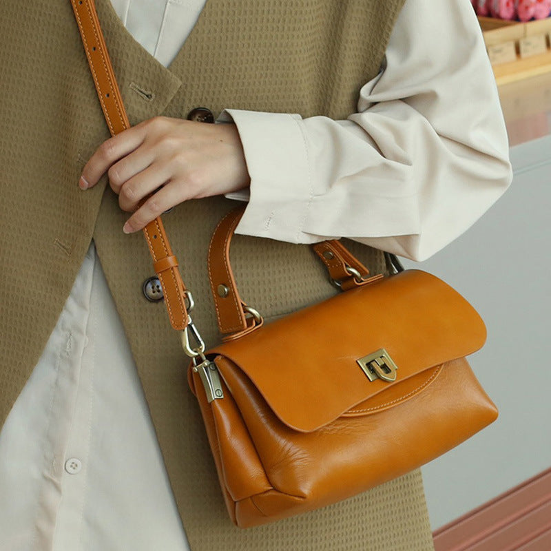 Genuine Leather Small Flap Shoulder Bag Crossbody