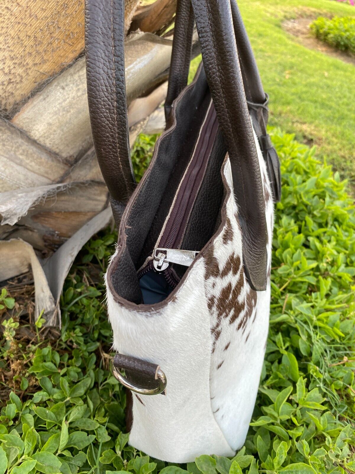 Hair On Hide Shoulder Bag Brown White