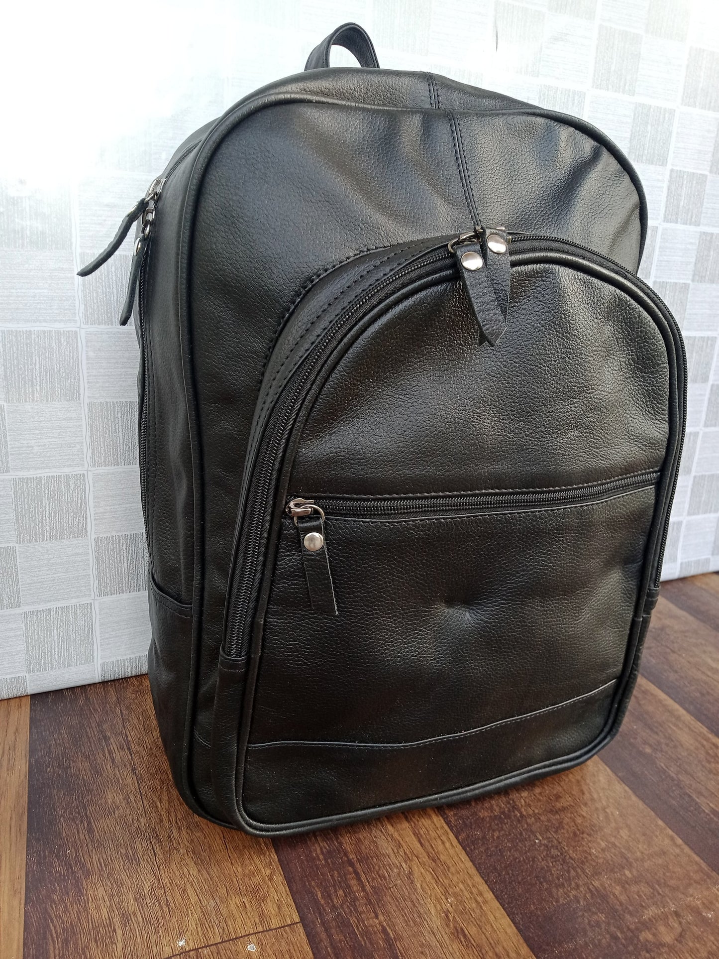 Genuine Leather Black Daily Laptop Bag