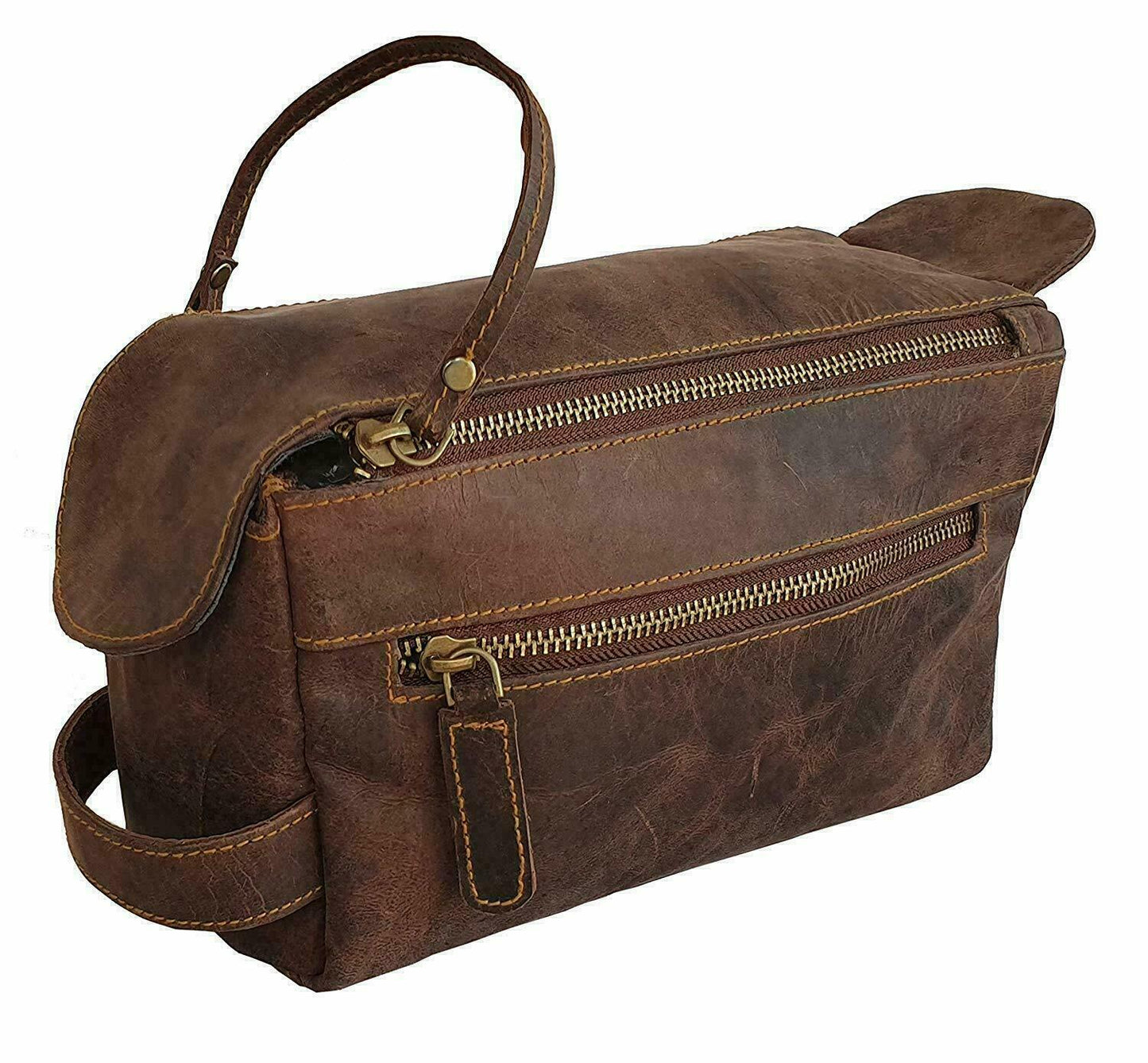 Genuine Leather Men Dopp Kit Shaving Case