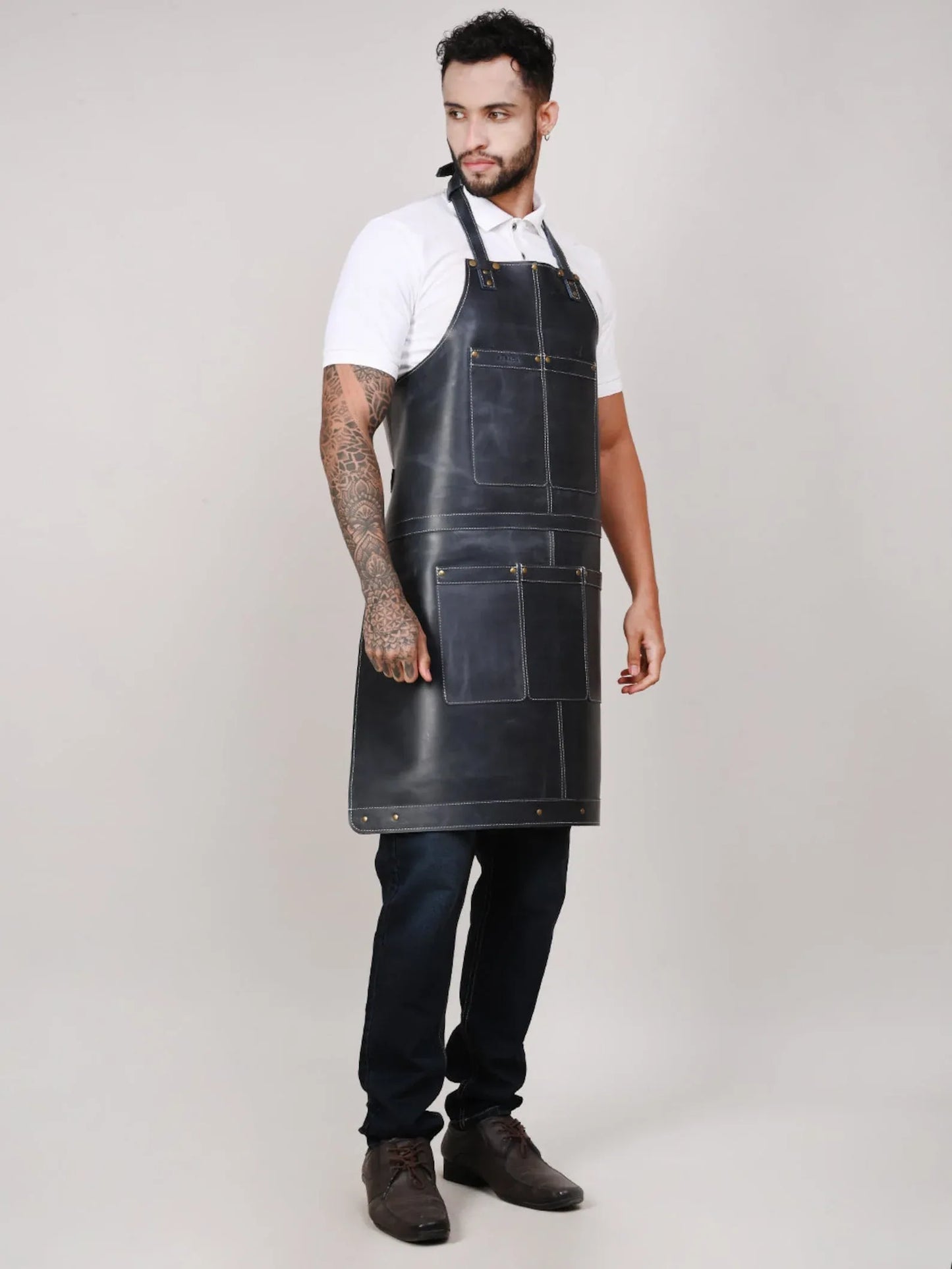Genuine leather woodworking apron