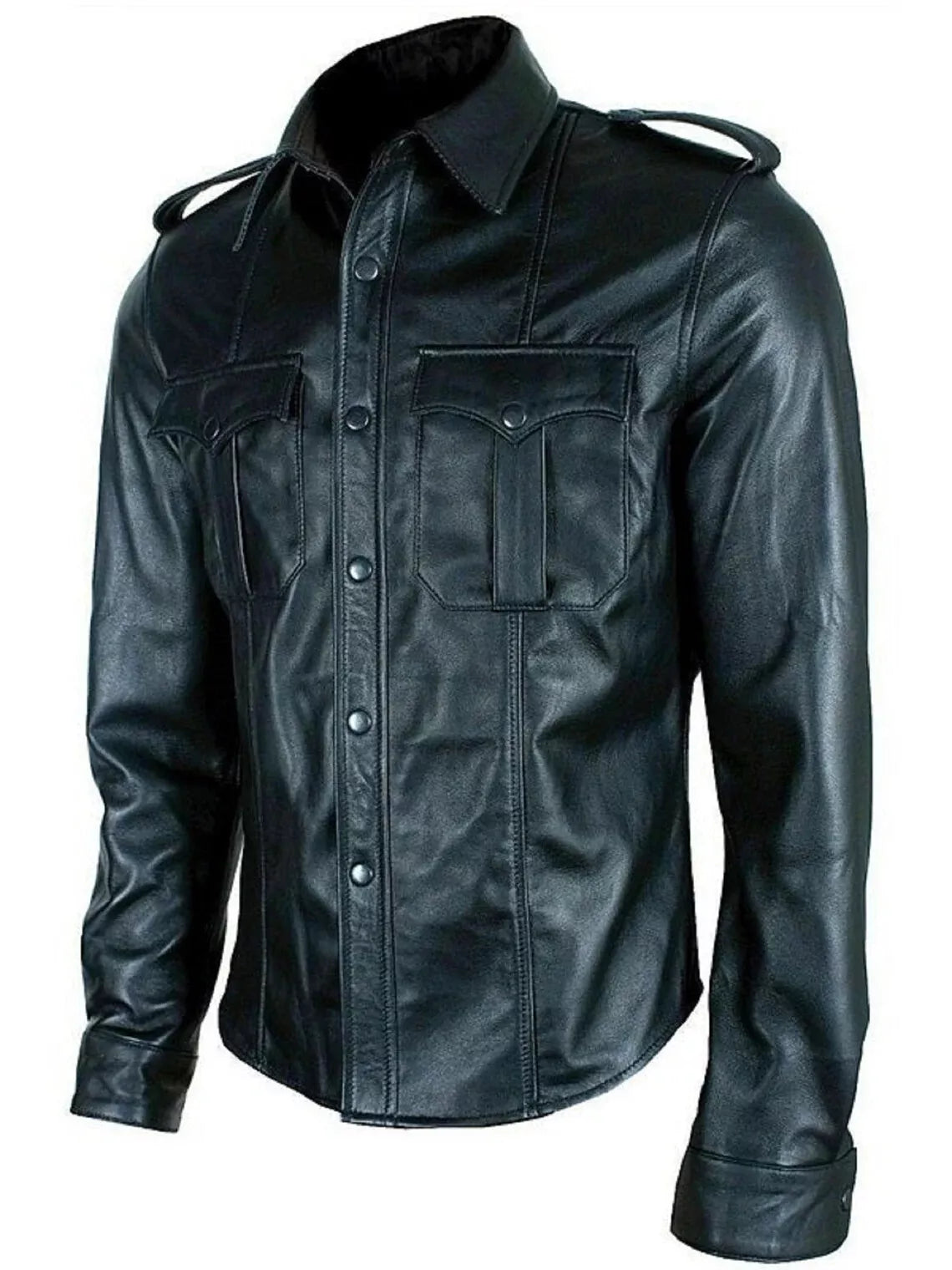 mens leather long sleeve shirt