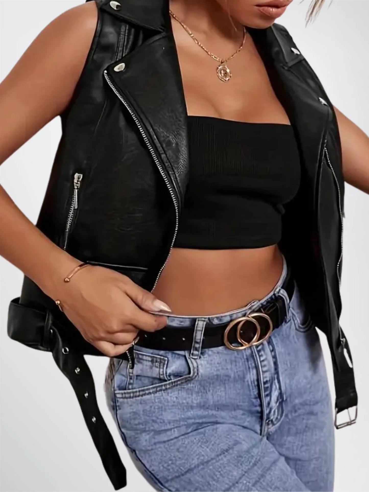 leather vest women's motorcycle