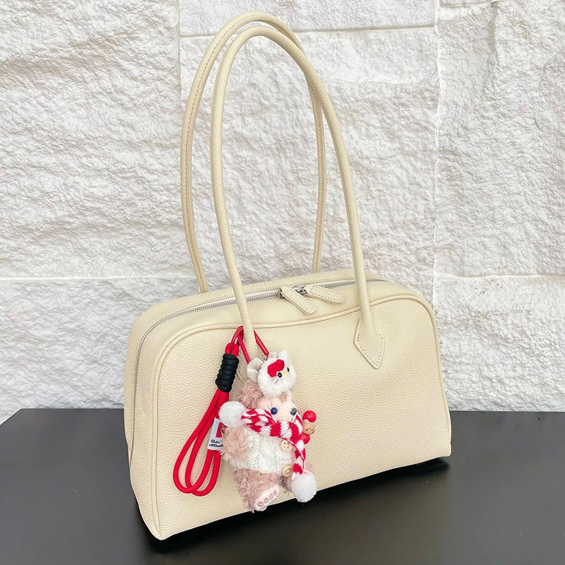 Genuine Leather Shoulder Bag for Women with Zipper Closure