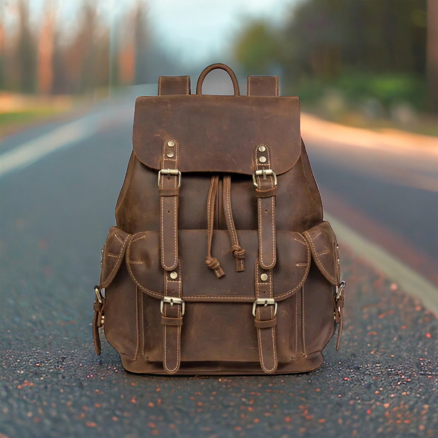 Full Grain Leather 15.6" Laptop Backpack