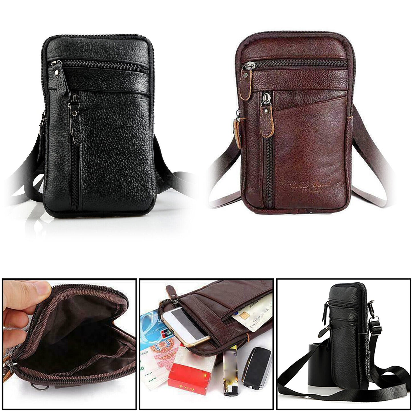 Leather phone pouch waist bag