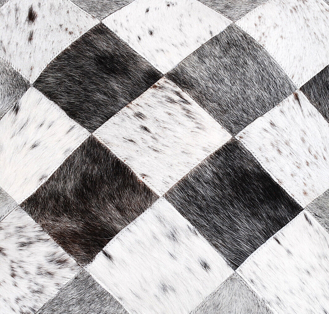 Natural Grey White Patchwork Cowhide Pillow Cover