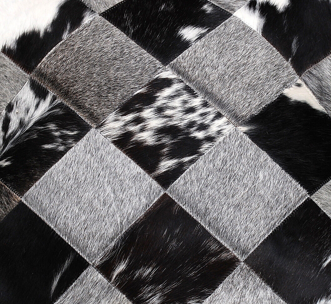 Pair Of Natural Cowhide Pillow Cover In Patchwork